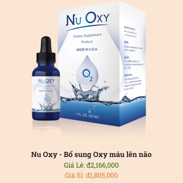 Nước uống Nu oxy mỹ nhập từ thái lan