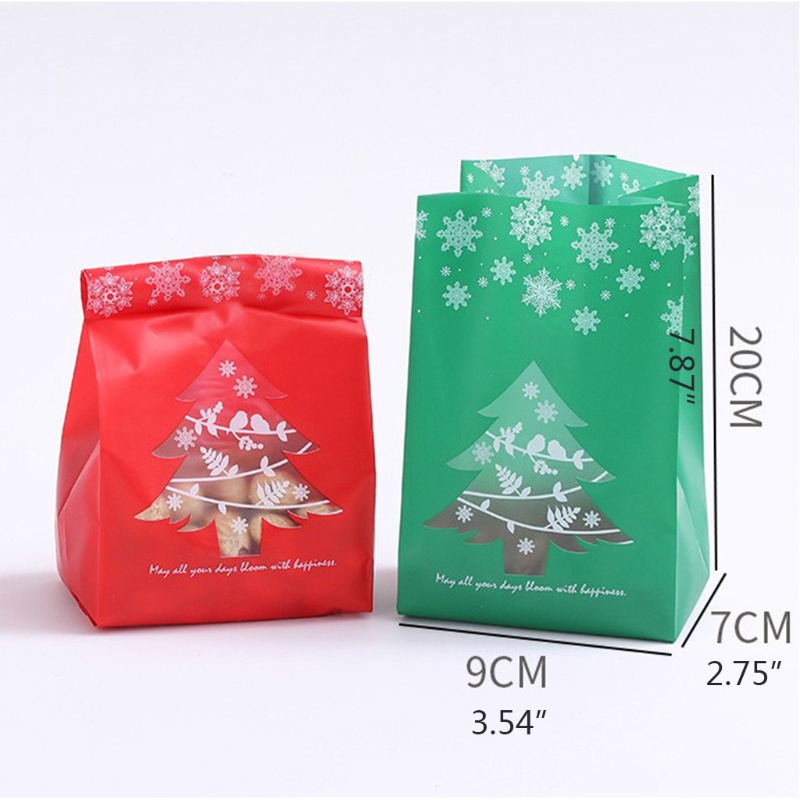 Set 50 Túi Nhựa Đựng Bánh Kẹo Họa Tiết Giáng Sinh