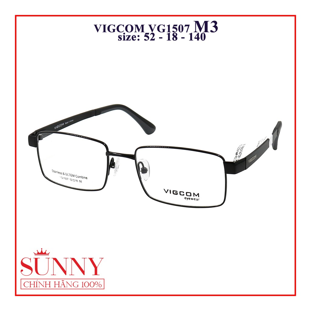 Gọng kính nam nữ Vigcom VG1507 nhiều màu chính hãng, thiết kế dễ đeo bảo vệ mắt