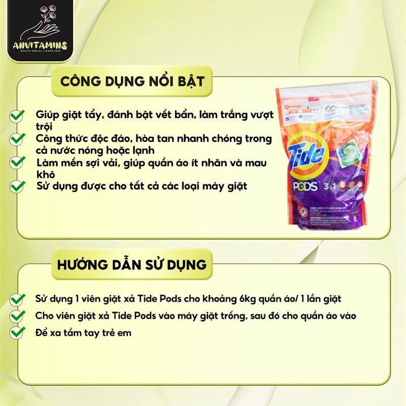 viên giặt quần áo Tide của Mỹ