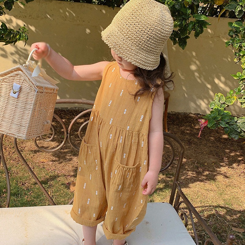 Áo liền quần cotton thời trang Hàn Quốc cổ điển cho bé gái