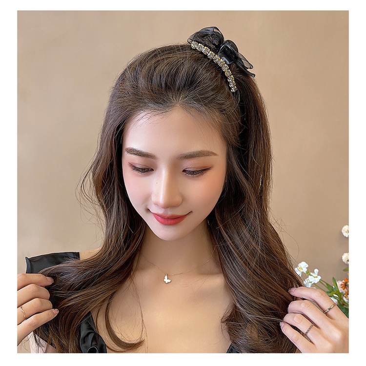 Ab Kẹp Tóc Đuôi Ngựa Bằng Lưới Đính Kim Cương Giả Hai Mặt Kích Thước Nhỏ Nhắn Dành Cho