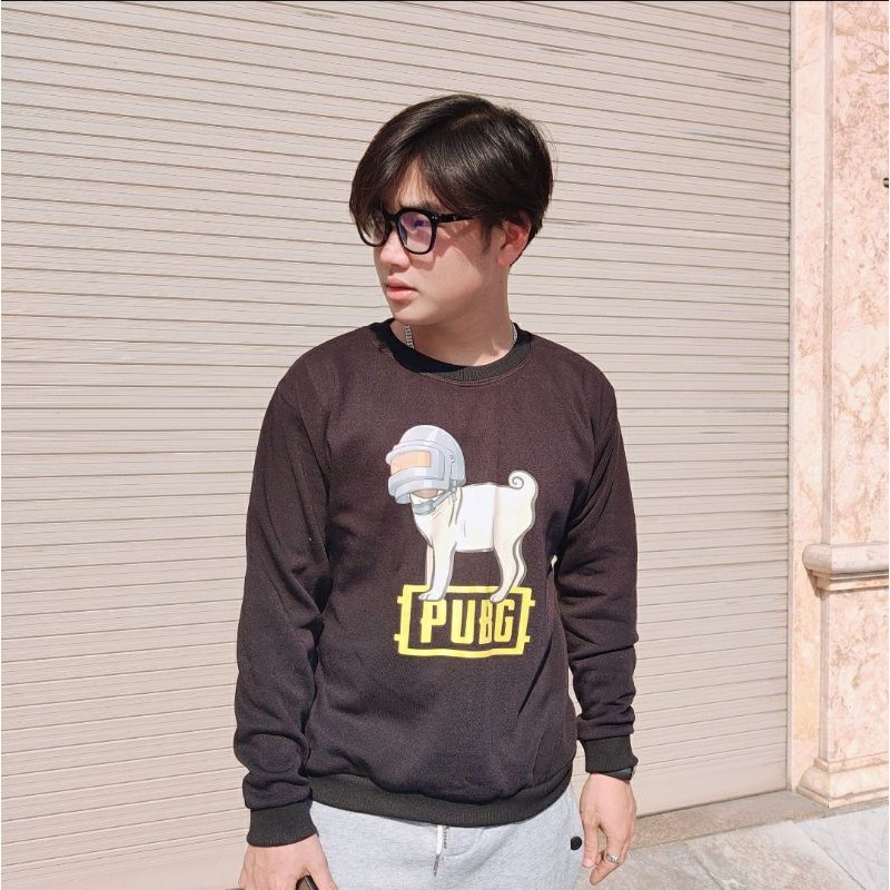 [Ấm như ôm gấu] Áo nỉ Sweater thu đông Pubg form suông rộng unisex cổ tròn, chất nỉ bông