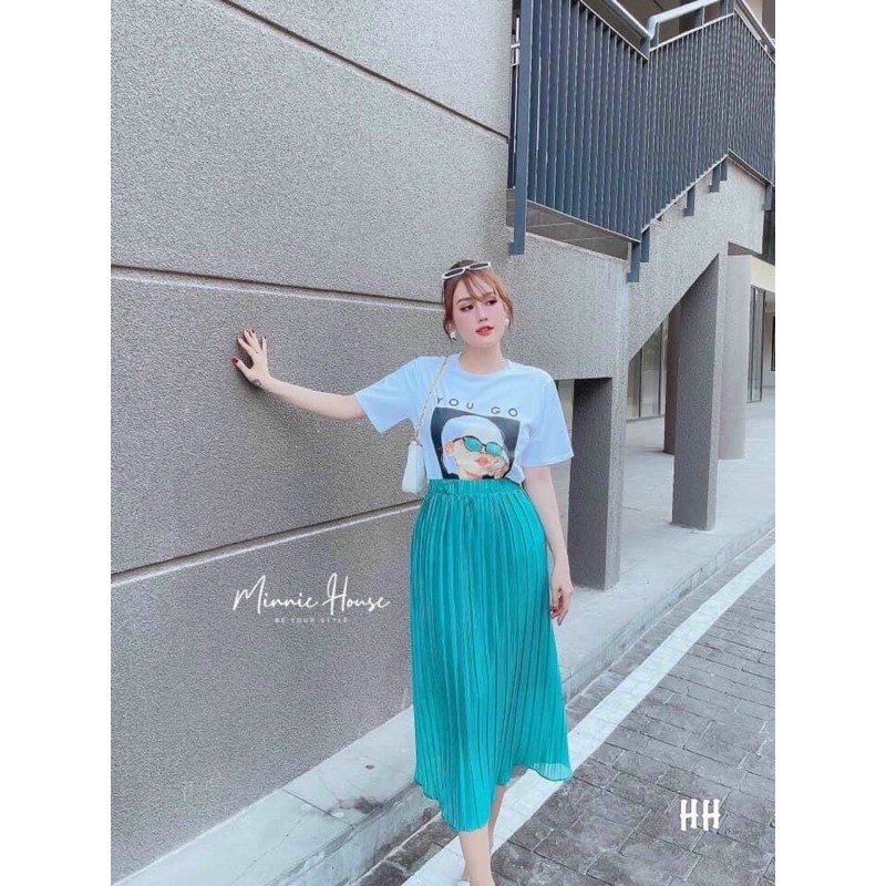 SET ÁO PHÔNG HÌNH MIX CHÂN VÁY XẾP LY DÁNG DÀI | BigBuy360 - bigbuy360.vn