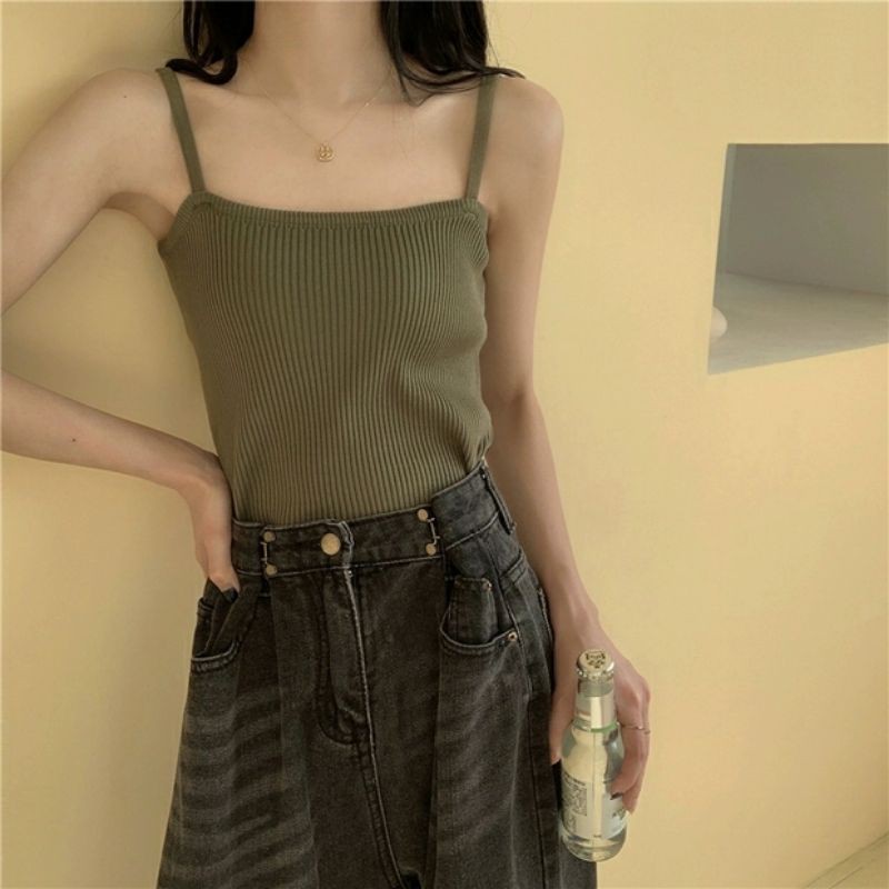 áo thun nữ 2 dây hàn quốc mùa hè vải co giãn phong cách cá tính