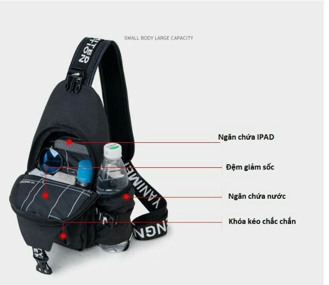 Túi chéo nam nữ Music cậu bé nghe nhạc có ngăn bình nước - tui deo cheo mã TCTLTC0959