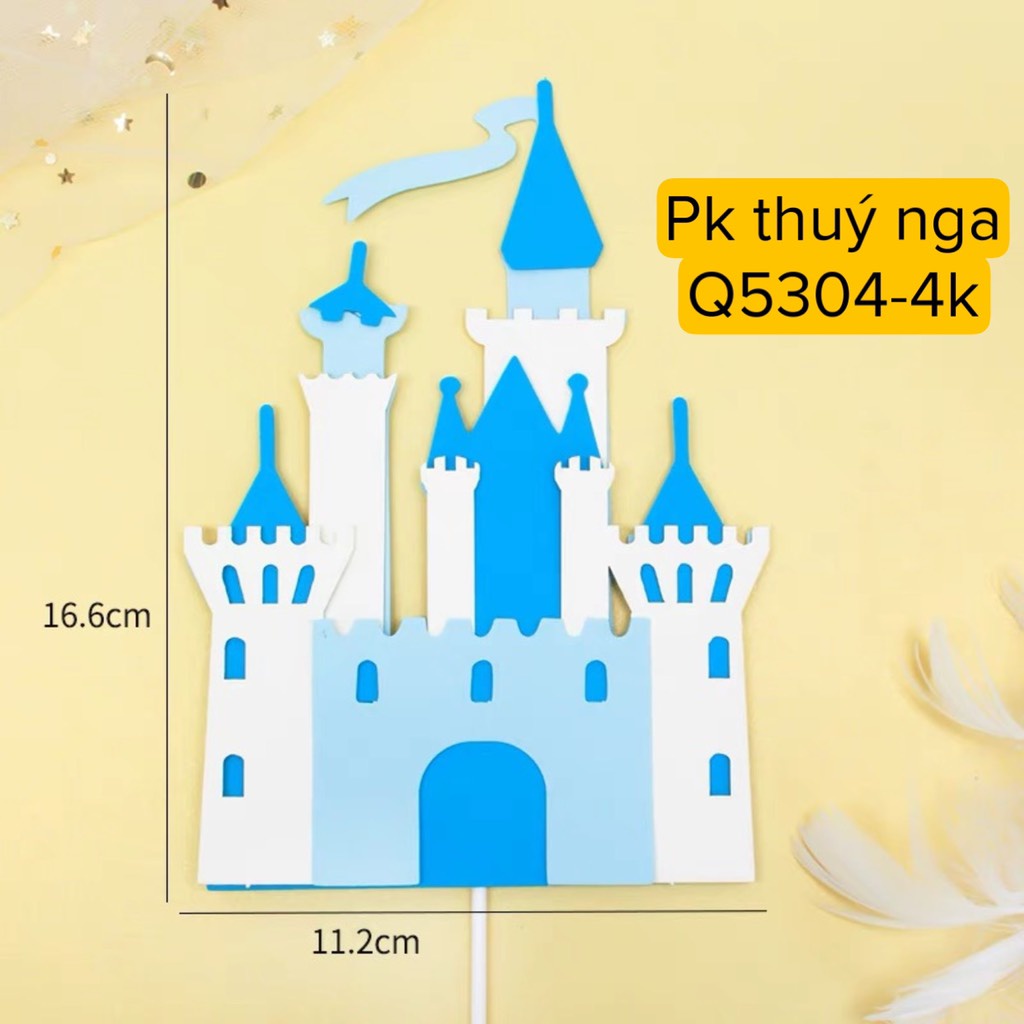 5 set cắm lâu đài giấy trắng xanh,hồng(mới)