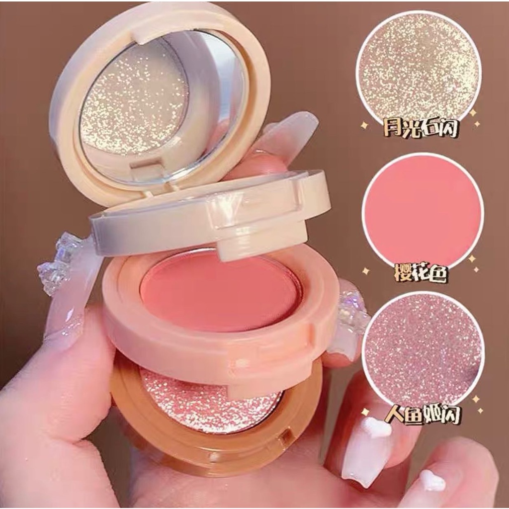 🍑  Phấn Mắt + Má Hồng + Bắt Sáng 3 Tầng MISS LARA Blusher & Highlighter 🍑