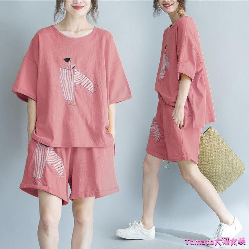 Bộ Đồ Thể Thao Ngắn Tay Size Lớn Thời Trang Mùa Hè Dành Cho Nữ 2021 / S-5Xl