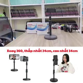 "Đế Loại 1 nặng 360g" Giá đỡ điện thoại Livestream để bàn, kẹp chống lưng xoay 360,chân đế tròn để bàn, giá đỡ học tập