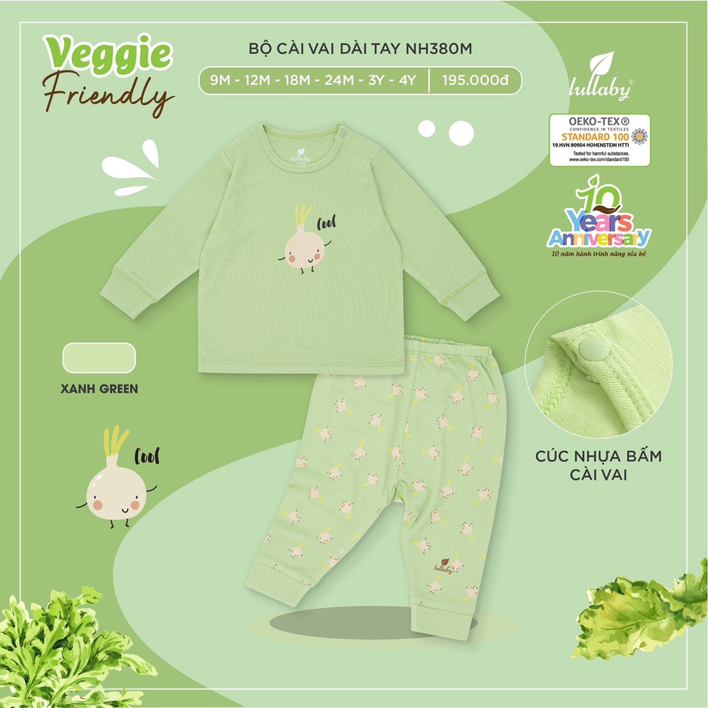 [ LULLABY 2022 ] Bộ quần áo cài vai dài tay NH380M