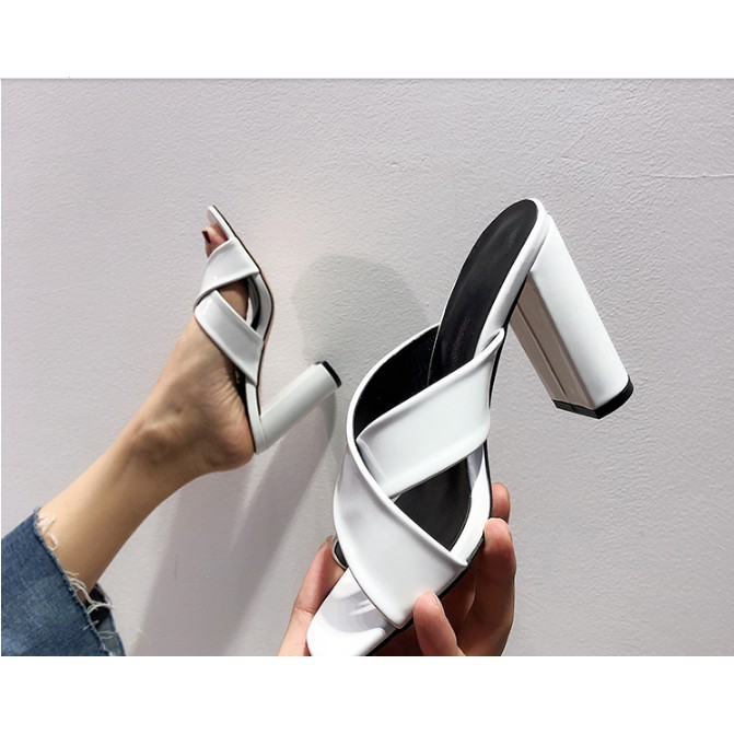 PAMELA - Guốc Cao Gót Nữ Da PU Quai Chéo Chữ X Hottrend 2021 (8cm) - G14