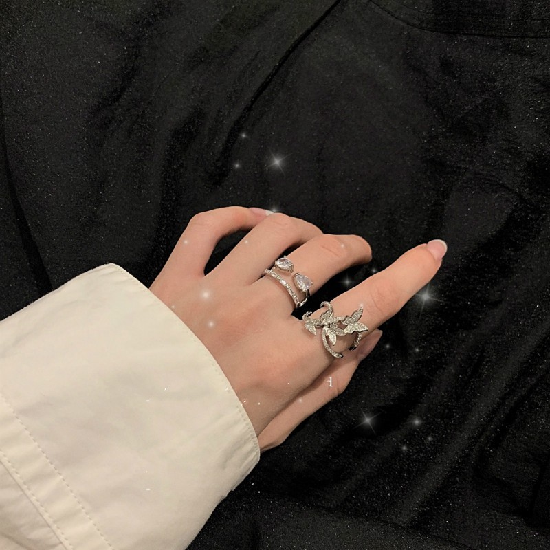 Nhẫn Hình Bướm Đính Kim Cương Giả Phong Cách Hàn Quốc Dễ Phối Đồ 23532