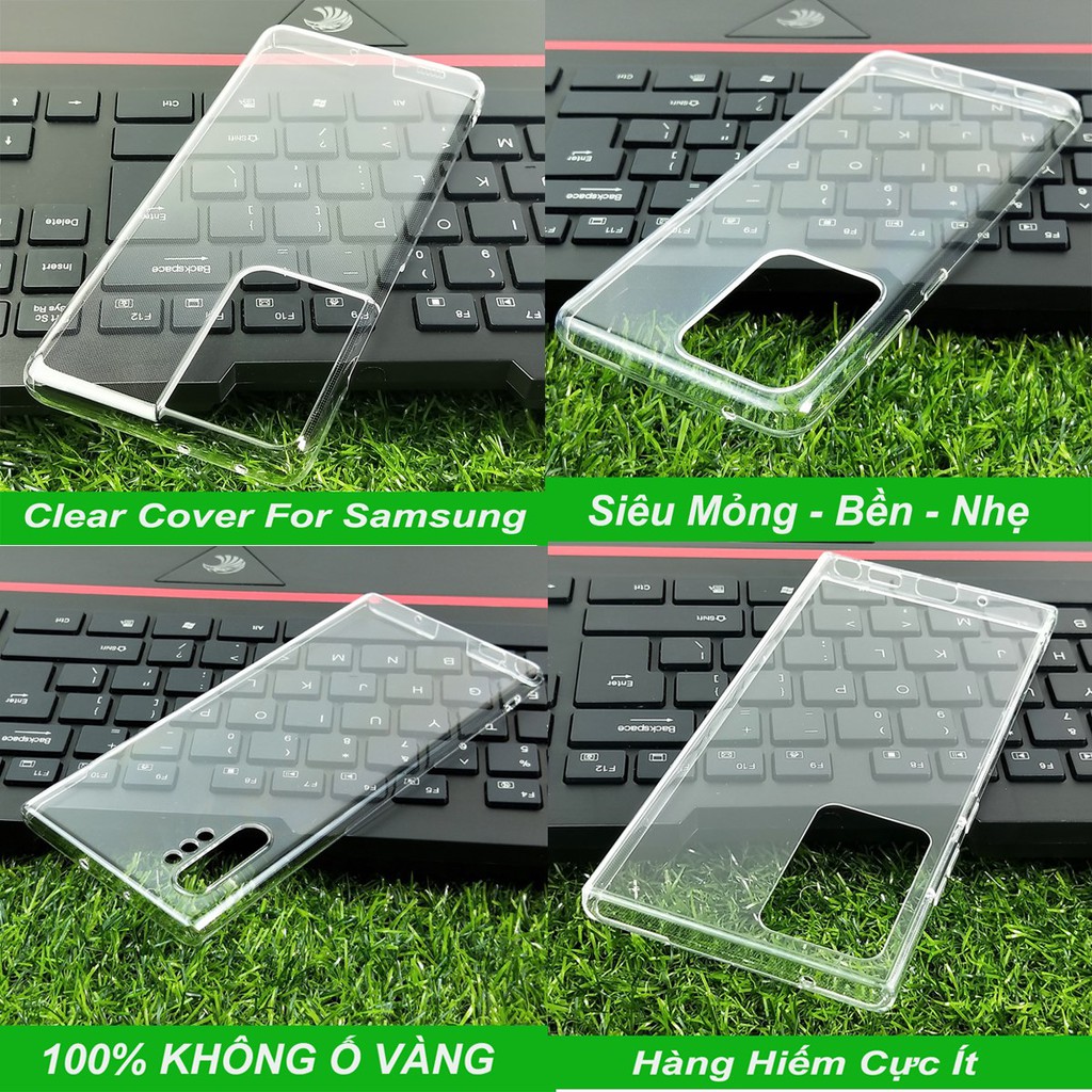 Ốp lưng clear cover Note 8/9/S10P/Note 10P/ Note 20Utra/ S20 Ultra/ S21 Ultra trong suốt, 100% không ố vàng