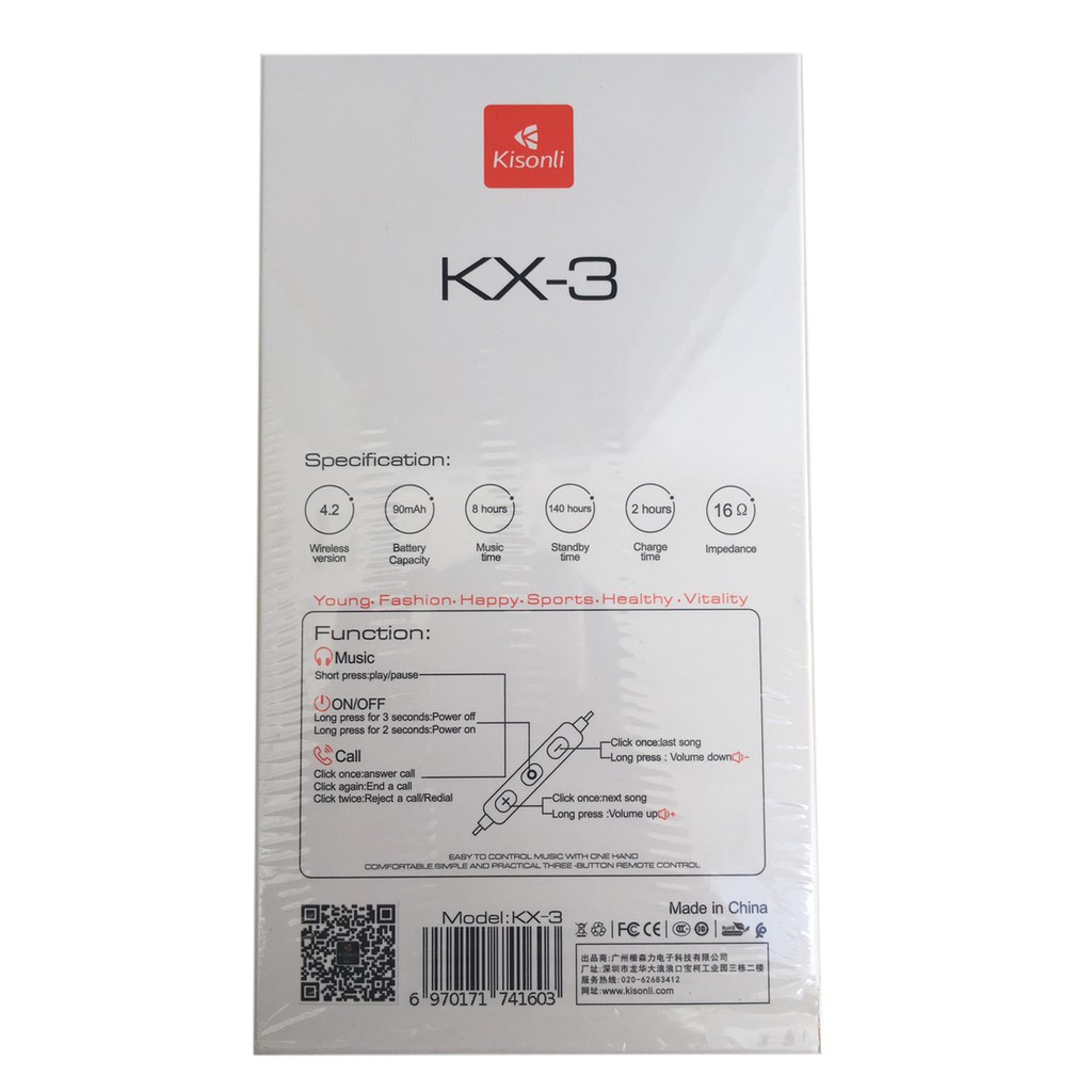 Tai nghe nhét tai bluetooth Kisonli KX3 kiểu dáng thể thao - VSC phân phối