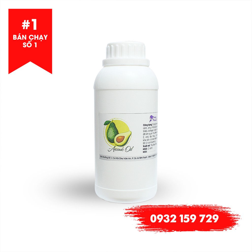 Dầu quả bơ (Avocado Oil) 100ml/ 500ml/ 1 Lít - Nguyên liệu mỹ phẩm, Nguyên liệu làm son. Xuất Xứ : PHÁP ( ship trong 2h)