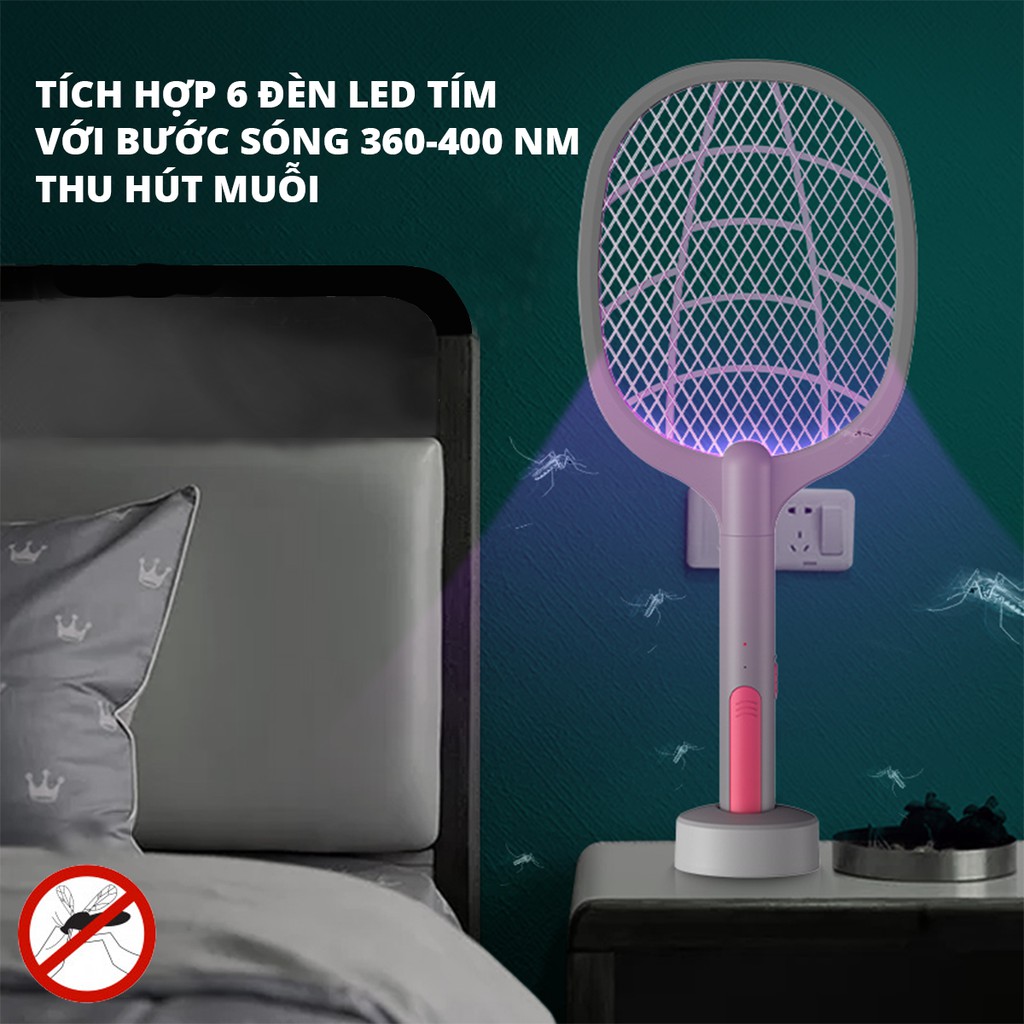 Vợt Muỗi Điện Kiêm Đèn Bắt Muỗi 2 Trong 1 1200mah - Điện Thế Bề Mặt Lưới 3000V - Bảo Hành 6 tháng - 1 đổi 1 DWP001