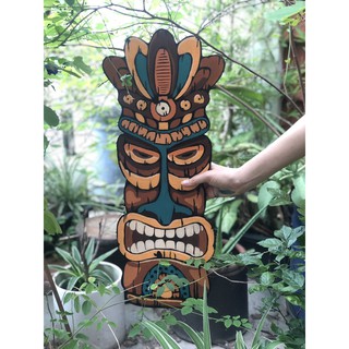 Gỗ trang trí - Tranh thổ dân kèm móc treo tam giác và đinh 3 chân