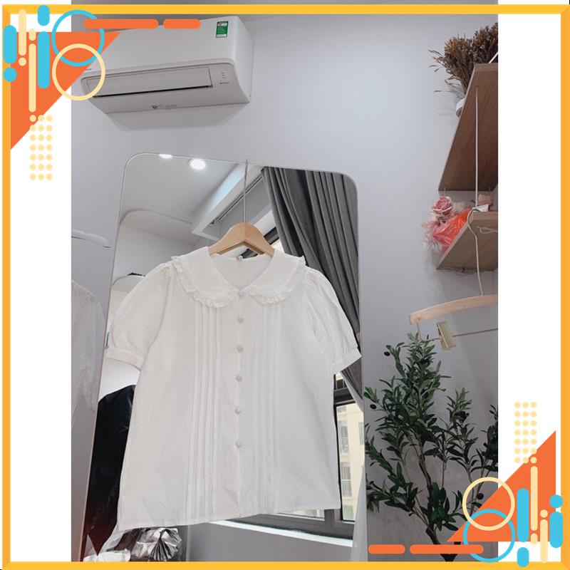 Sơ mi trắng cộc tay cổ sen thêu sơ mi tiểu thư tay ngắn MSP28560 | BigBuy360 - bigbuy360.vn