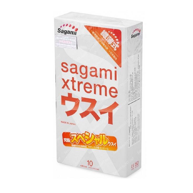 Bao cao su Cao Cấp SAGAMI XTREME Super Thin, Hộp 10 cái, Siêu Mỏng Tạo Cảm Giác Chân Thật, Thăng Hoa Cảm Xúc