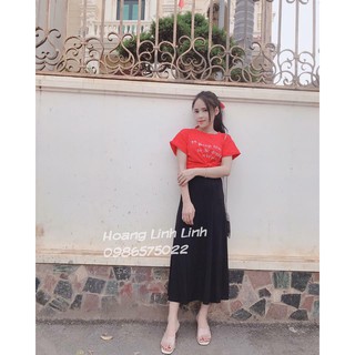 Set áo chữ chân váy dài