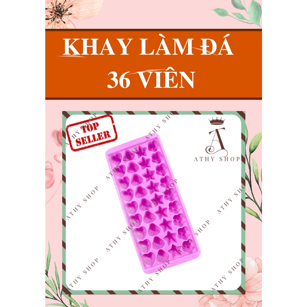 KHAY ĐÁ 36 VIÊN TẠO HÌNH ĐẸP ĐỘC LẠ, khuôn khung làm bánh rau câu kem nước đá nhiều ô hình trái tim