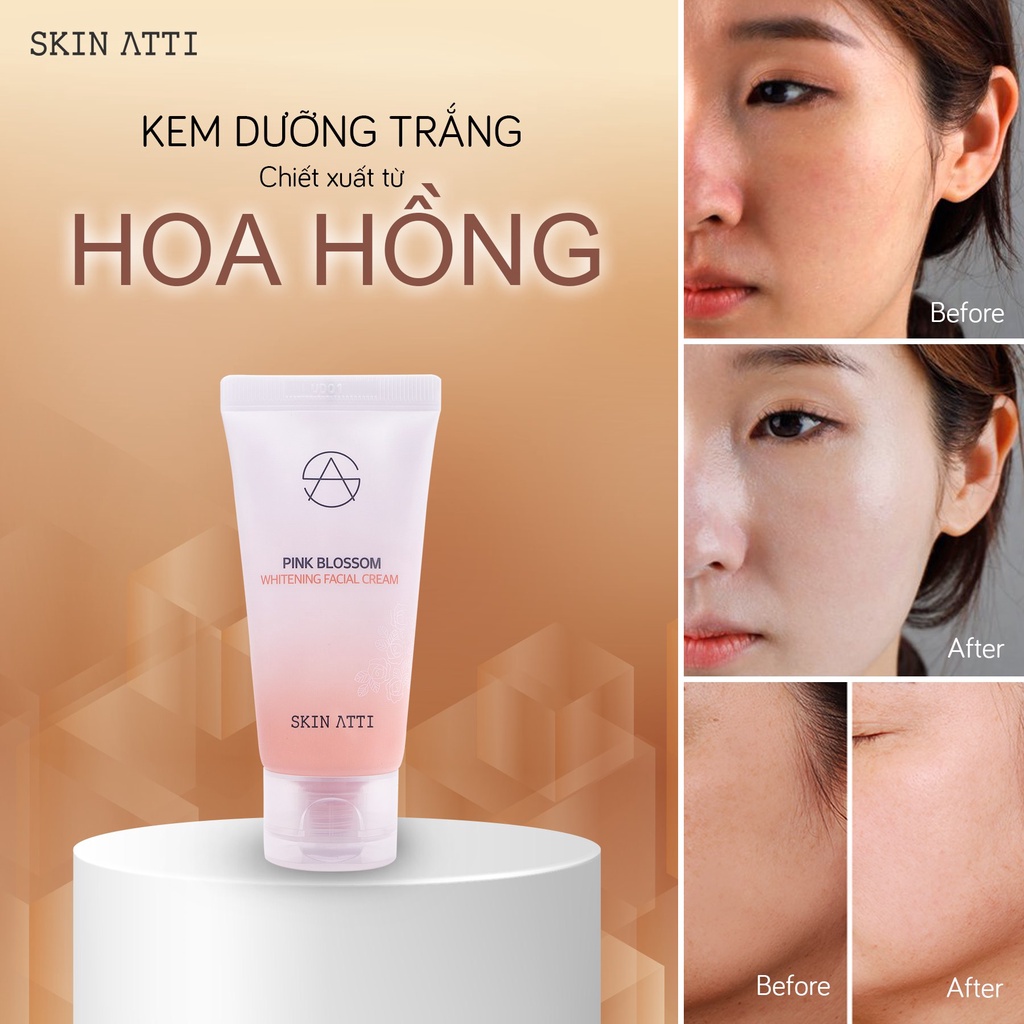 [DATE 04/22] Kem dưỡng trắng nâng tone cho da mặt Skin Atti Pink Blossom Whitening Facial Cream 50ml (Hàn)