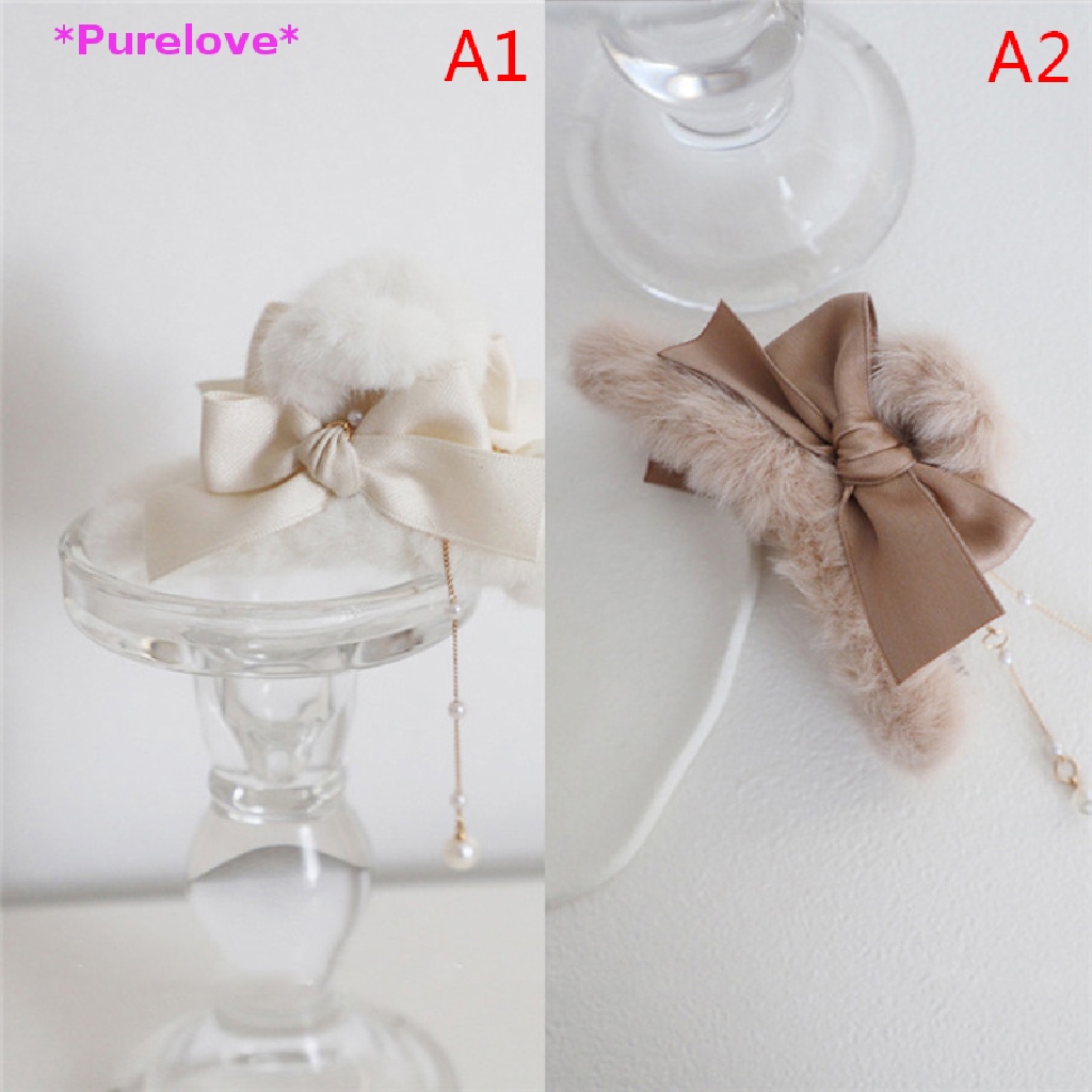 Kẹp Tóc Càng Cua Đính Ngọc Trai Phối Lông Phong Cách Vintage Thời Trang Cho Nữ Mới