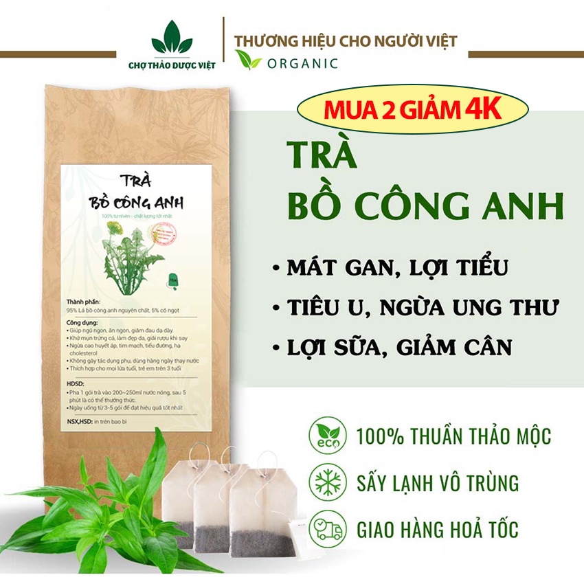 Trà bồ công anh túi lọc (Thanh nhiệt, hỗ trợ tiểu đường, phòng ngừa ung thư) - Chợ Thảo Dược Việt