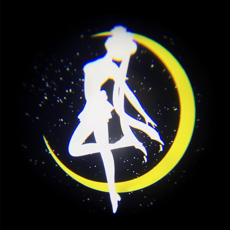 Set 2 Đèn Led Laser Không Dây Hình Hoạt Hình Pokemon Trang Trí Cửa Xe Hơi