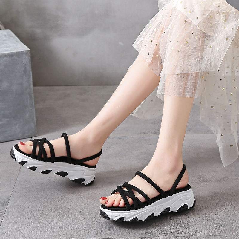 XẢ KHO (S79) Sandal nữ đế bánh mì 5 phân da lộn dây dợ (mã 2006)