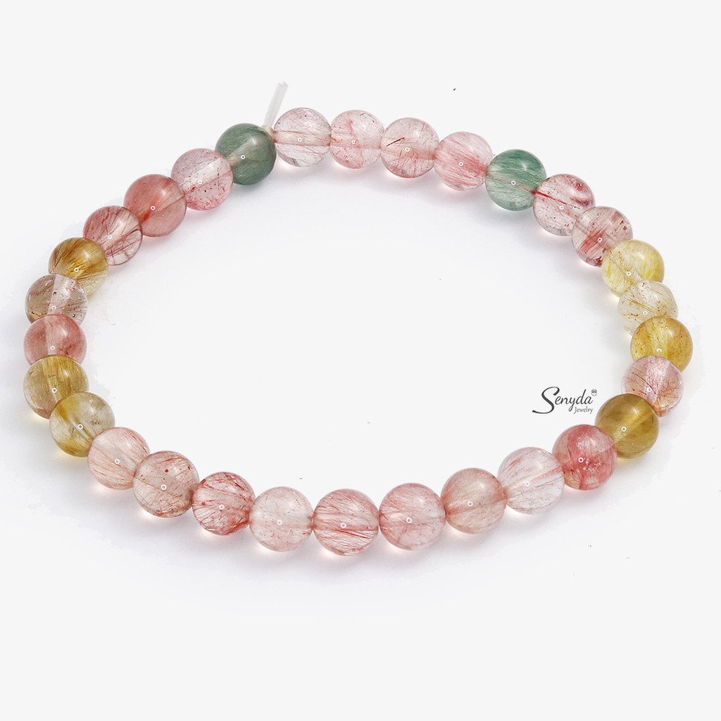 Vòng tay chuỗi hạt Senyda Jewelry tóc tam tài size 6.8mm thiên nhiên VT108