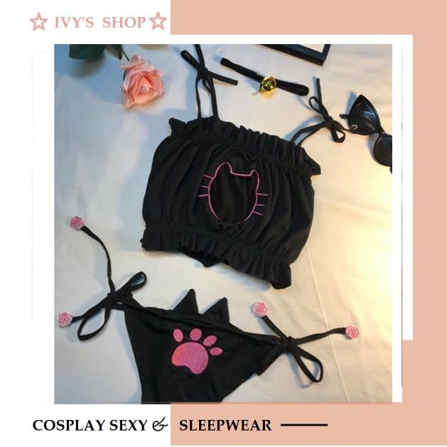 Đồ Ngủ Cosplay Mèo Sexy Miêu Nữ Mã Lolita Chip Mèo Nhung 180 - Ivyshop Fullset không tất | BigBuy360 - bigbuy360.vn