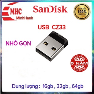 Mua USB 2.0 Sandisk 16G 32G 64GB nhỏ gọn Cruzer Fit CZ33