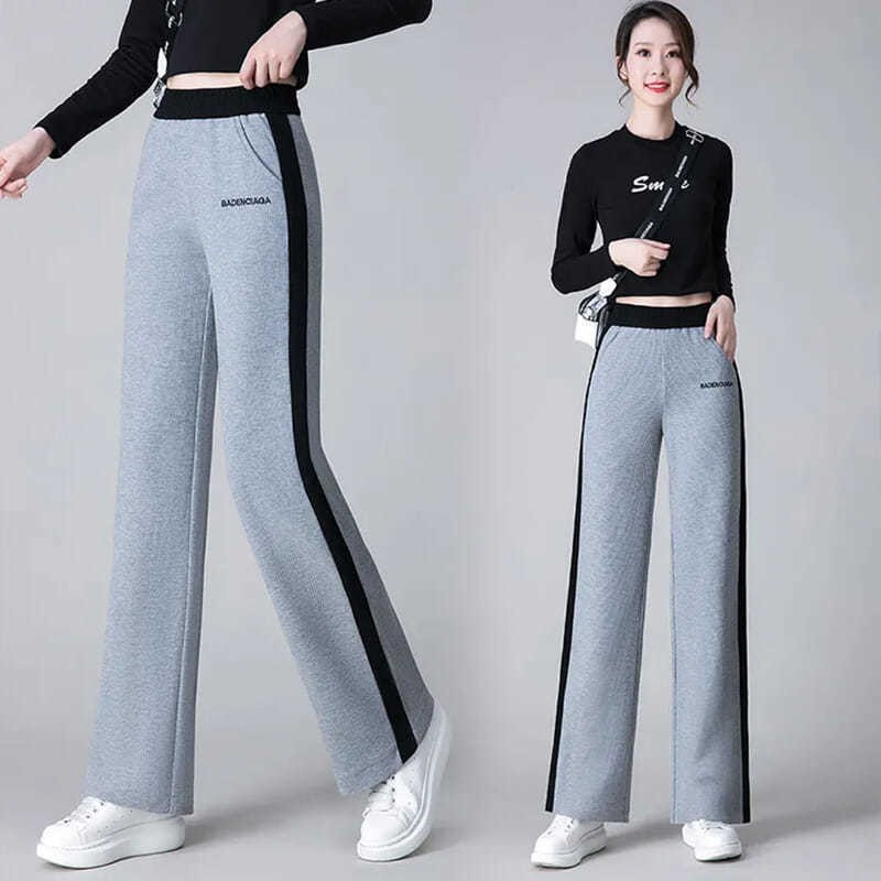 Quần dài lưng cao ống rộng phong cách xuân thu thời trang cho nữ