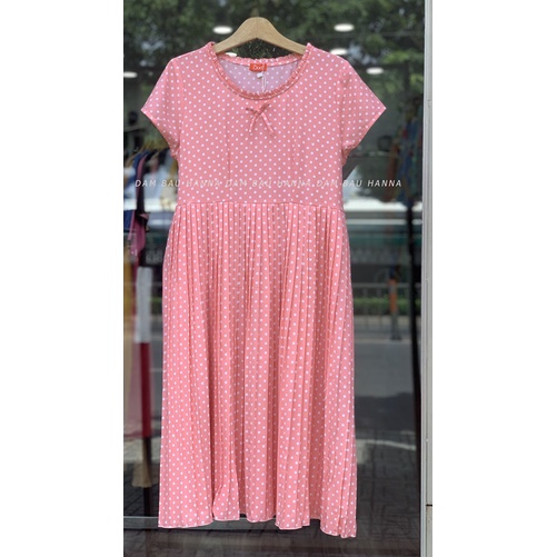 [HANNA SIZE 40-70KG] Đầm bầu dập ly dễ thương sang chảnh dáng dài qua gối mặc đi tiệc đi làm đều đẹp vải cao cấp mát