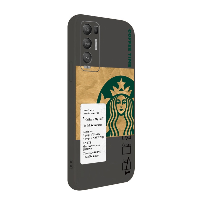 Ốp điện thoại silicon mềm viền vuông in hình Starbucks thích hợp cho OPPO Reno6 Z 5G 5 Pro 4 Reno2 Z F