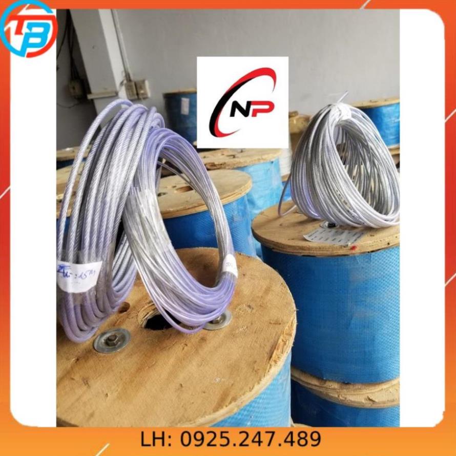 10 Mét Cáp Bọc nhựa 4mm tặng kèm 1 tăng đơ,2 ốc siết cáp.Làm dây phơi quần áo chống hoen rỉ..kimkhinhatphat