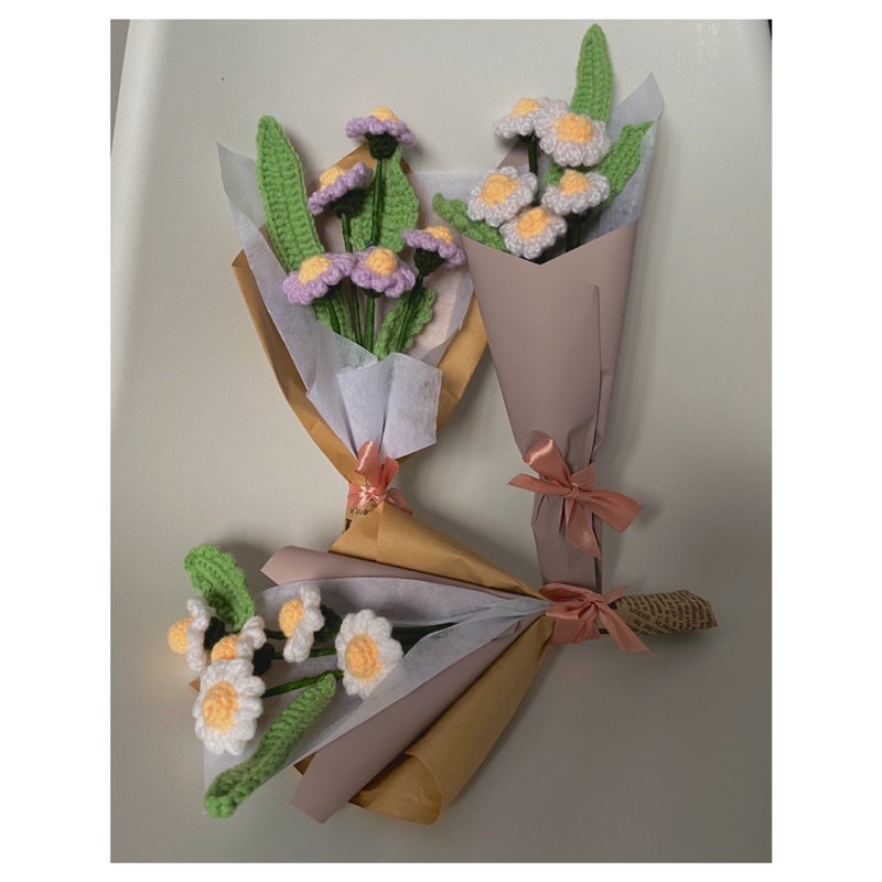 - Hoa cúc hoạ mi daisy handmade móc bằng len dùng trang trí hoặc làm quà.
