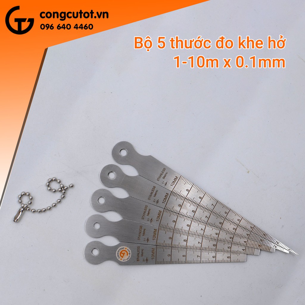 Bộ 5 thước đo khe hở dạng tên 1-10mm thép không gỉ