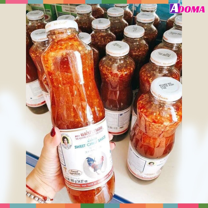 Sốt ớt chua ngọt Thái Lan Mae Pranom 980g ADOMA dùng để chấm đồ nướng, chiên ngon tuyệt - Gia vị Thái Lan