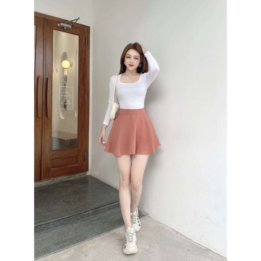 Áo thun nữ cổ vuông tay dài CRAZYTEEN chất len xuất khẩu AT0209 | BigBuy360 - bigbuy360.vn