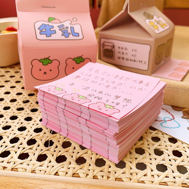 Giấy Note Hình Hộp Sữa 230 Tờ Zanmoo bear