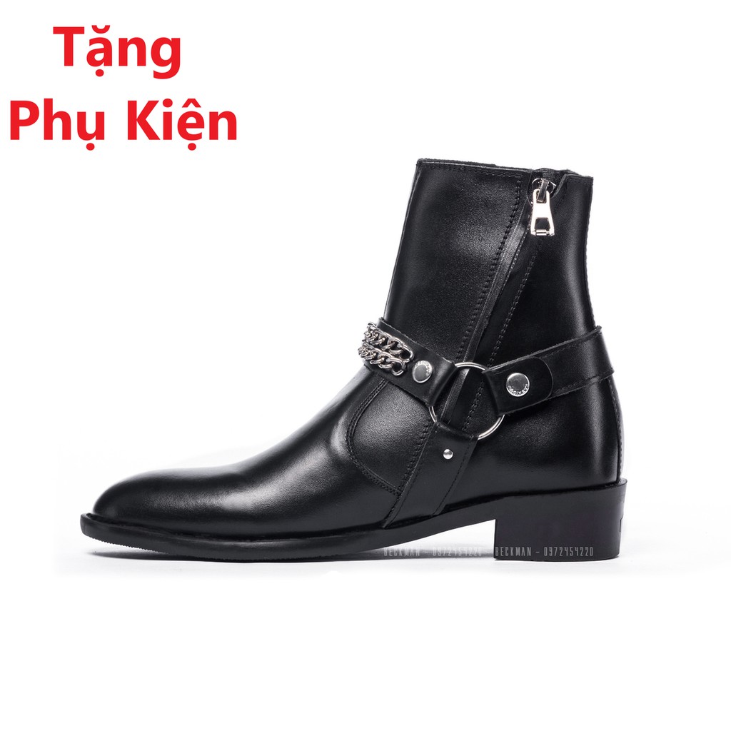 Giày nam Harness Boots kiểu dáng đường phố Hót Nhất. Tặng Phụ Kiện NoBrandPU Leather