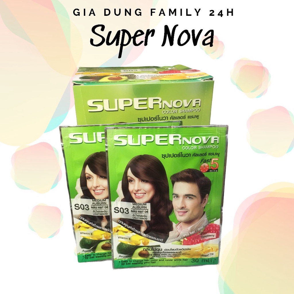 Dầu Gội Nhuộm Phủ Bạc SUPER NOVA Chiết Xuất Thảo Dược Nhập Khẩu Thái Lan
