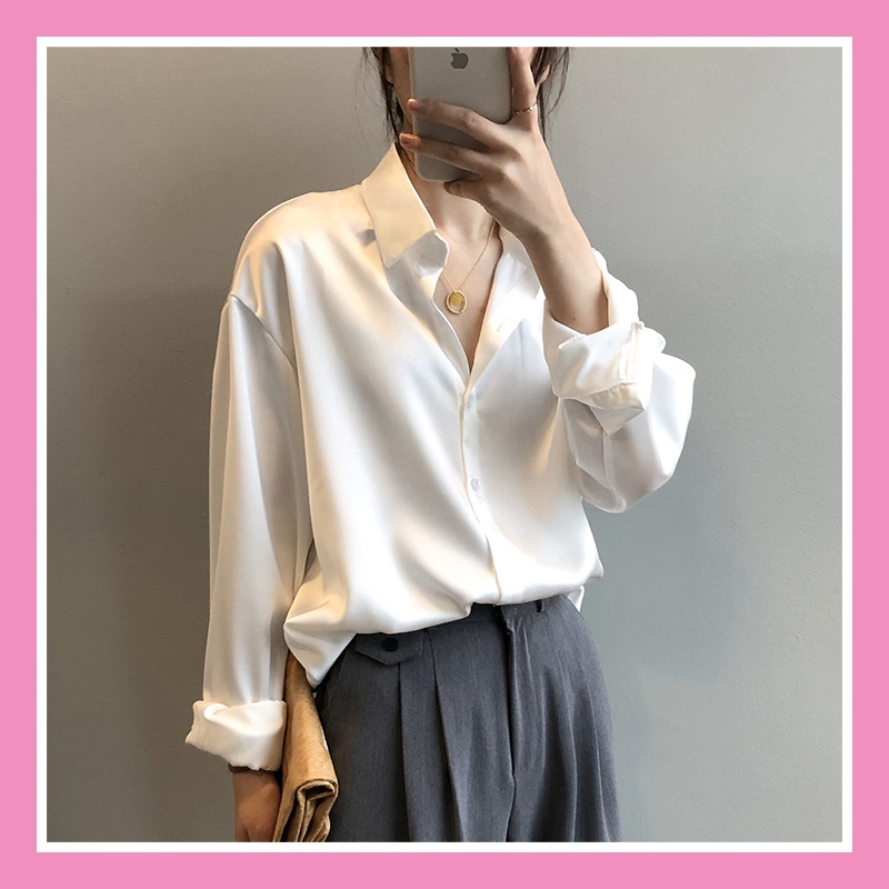 Áo sơ mi nữ lụa trắng đẹp form rộng cổ vest có BIGSIZE cao cấp phong cách công sở, sang trọng ASM02