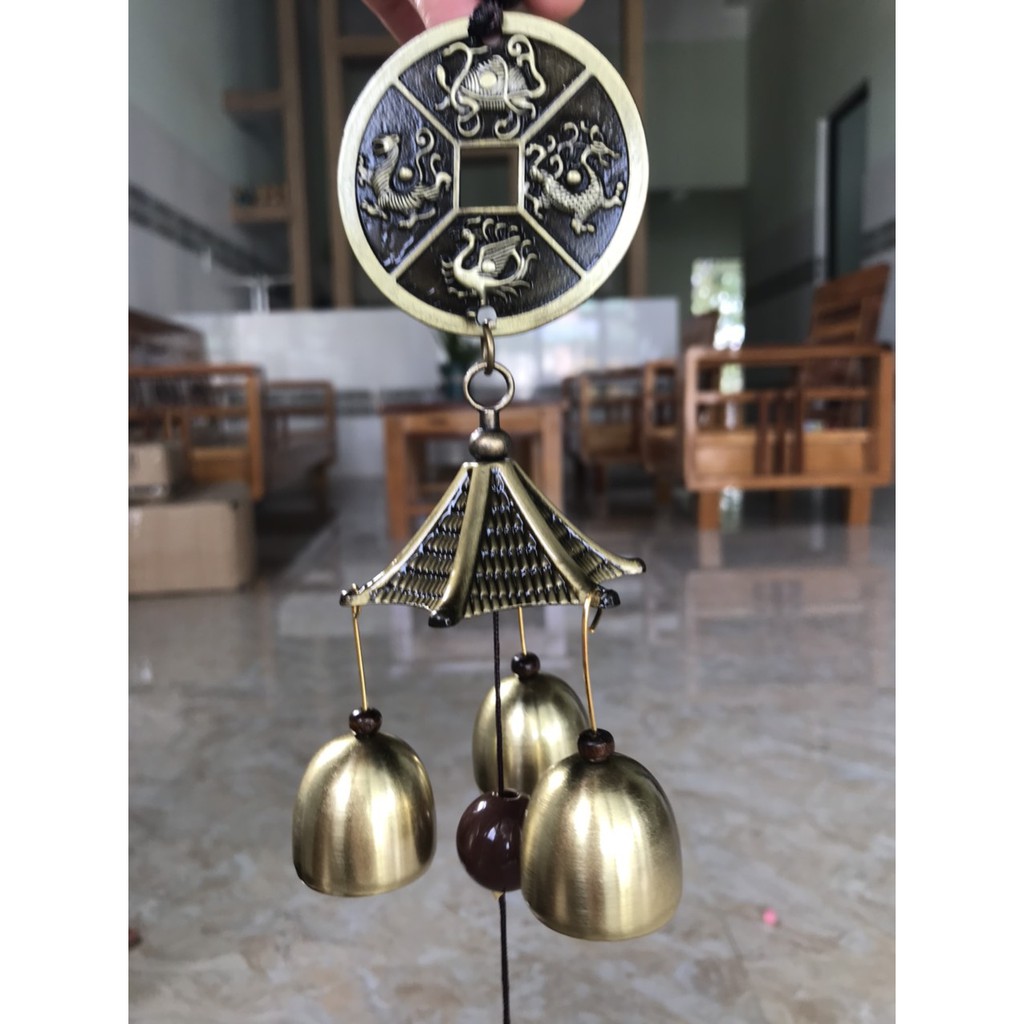 Chuông gió Đồng xu tứ linh phong thủy