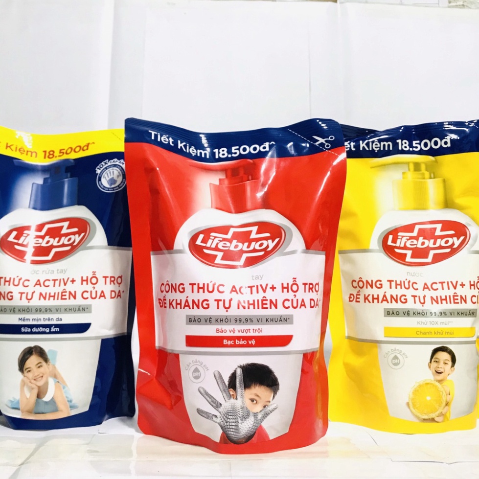 Túi Nước Rửa Tay Lifebuoy Giúp Sạch Khuẩn Và Bạc Bảo Vệ, Bảo Vệ Khỏi 99.9% Vi Khuẩn Gây Bệnh 400G
