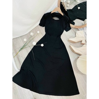 ĐẦM MIDI ĐEN CUTOUT LƯNG - KÈM VIDEO