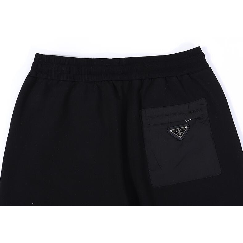 Quần short cotton Prada phối khóa kéo và logo thời trang cho nam và nữ
